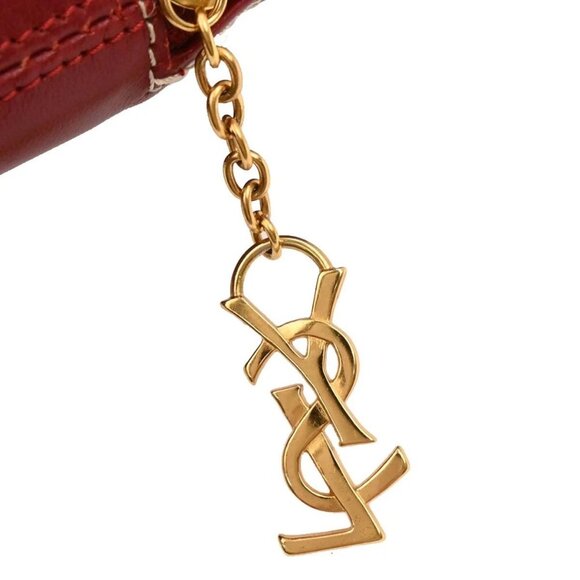 Yves Saint Laurent Red Leather Y Cut Out Handbag - Picture 4 of 11